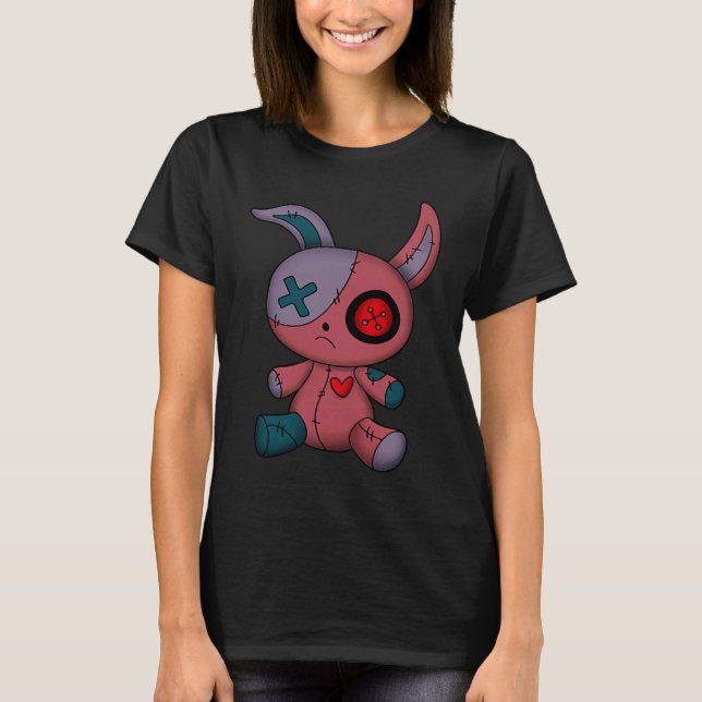 Goth Bunny Cute Gothic Teen Creepy Voodoo doll Gir T Shirt (Framsida)