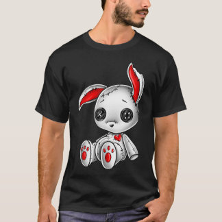Goth Bunny Cute Gothic White Bunny Red Heart T Shirt