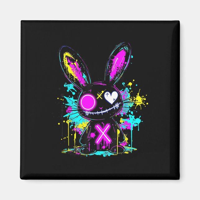 Goth Bunny Kawaii Rabbit Cute Gothic Outfit E-girl Magnet (Framsidan)