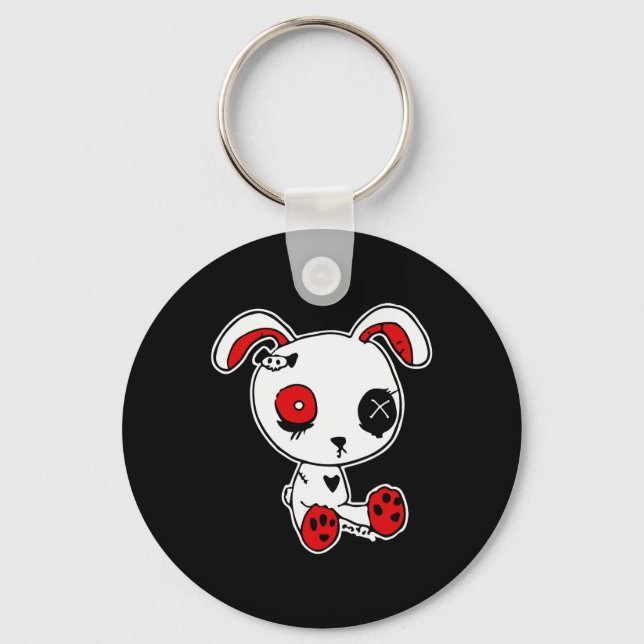Goth Bunny Lazy Halloween Costume Scary Gothic Nyckelring (Framsida)