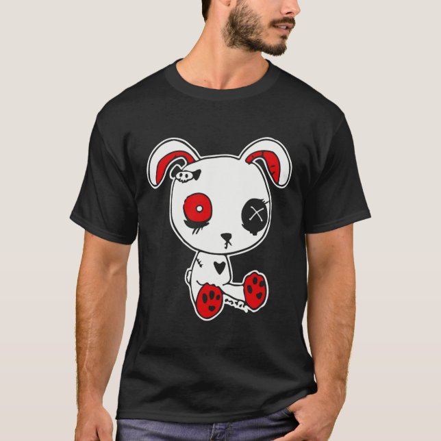 Goth Bunny Lazy Halloween Costume Scary Gothic T Shirt (Framsida)