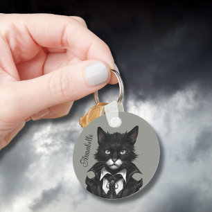 Goth cat and mus namn personlig anpassningsbar got nyckelring