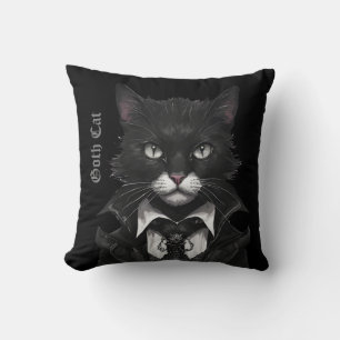 Goth Cat cushion gothic Black whimsygoth Kudde