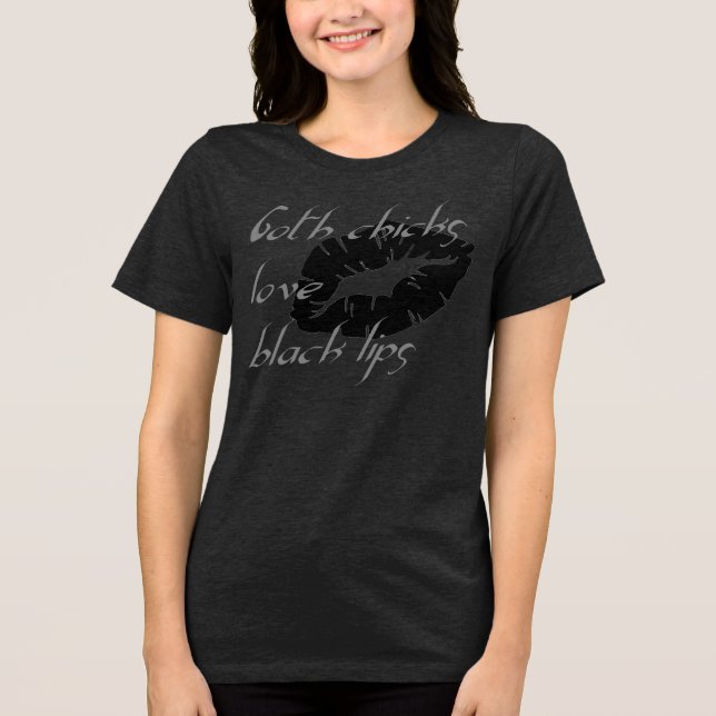 Goth Chick Kärlek Black Läppar Halloween Humor T Shirt (Framsida)