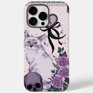 Goth Coquette Cat Phone Case – Pink & Black 