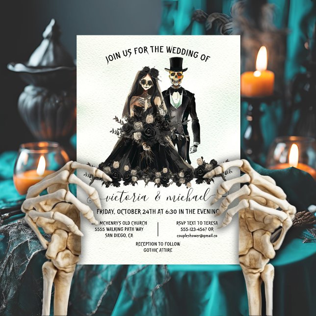 Goth Corpse Bride & Groom Bröllop Inbjudningar (Skapare uppladdad)