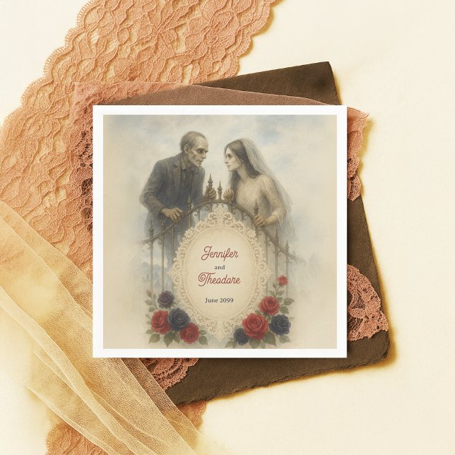 Goth Couple Zombie Halloween Bröllop Pappersservett (Skapare uppladdad)