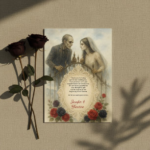 Goth Couple Zombie Halloween Bröllop Tack Kort