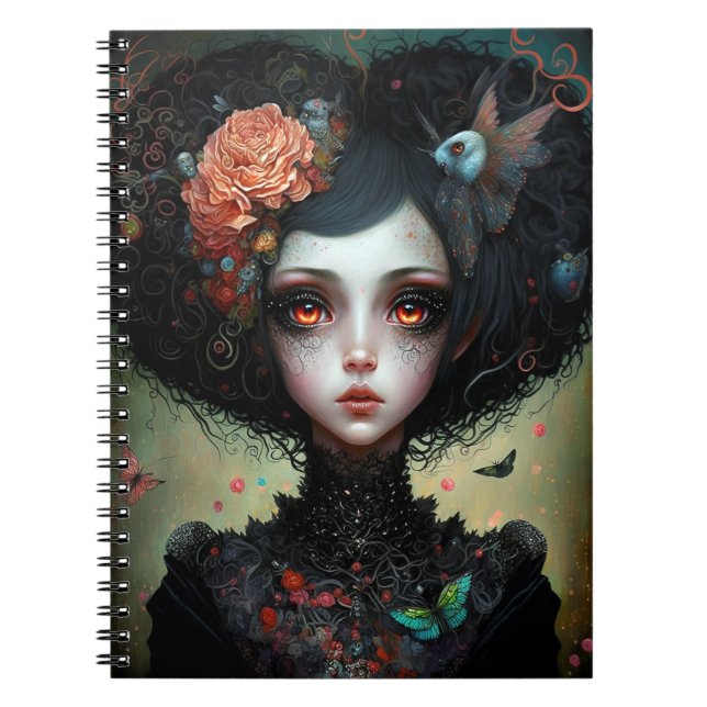 Goth Creepy Cute Girl Gothic Anteckningsbok (Framsidan)