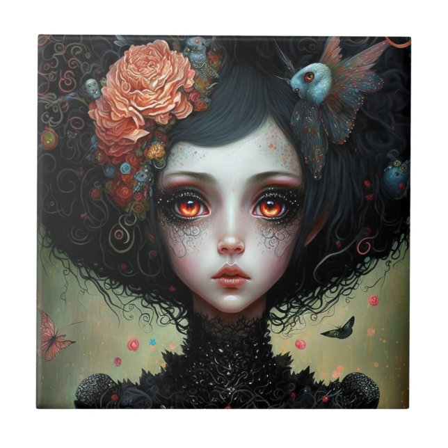 Goth Creepy Cute Girl Gothic Kakelplatta (Framsidan)