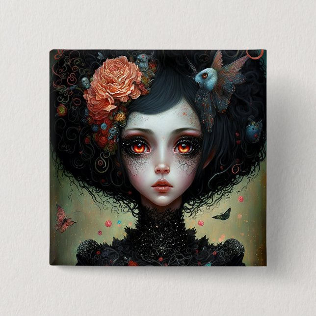 Goth Creepy Cute Girl Gothic Knapp (Framsida)