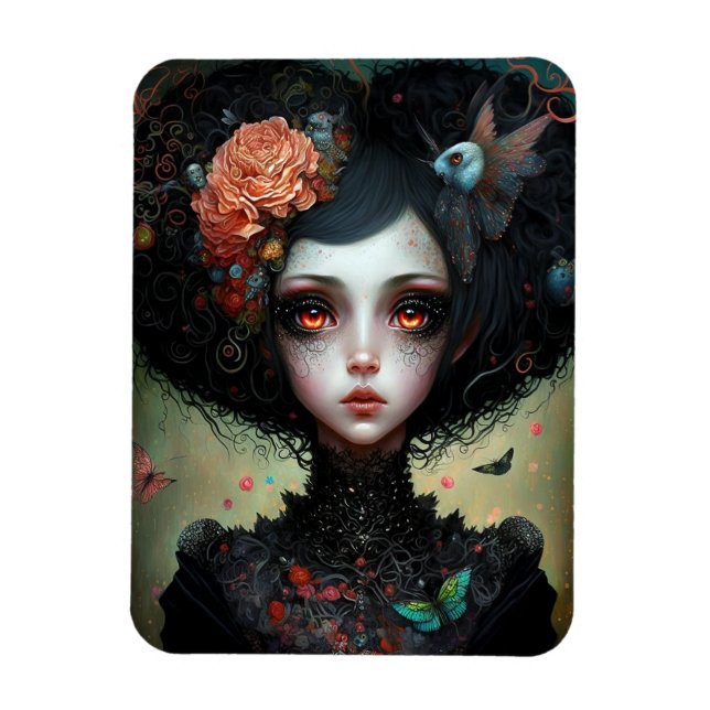Goth Creepy Cute Girl Gothic Magnet (Vertikal)