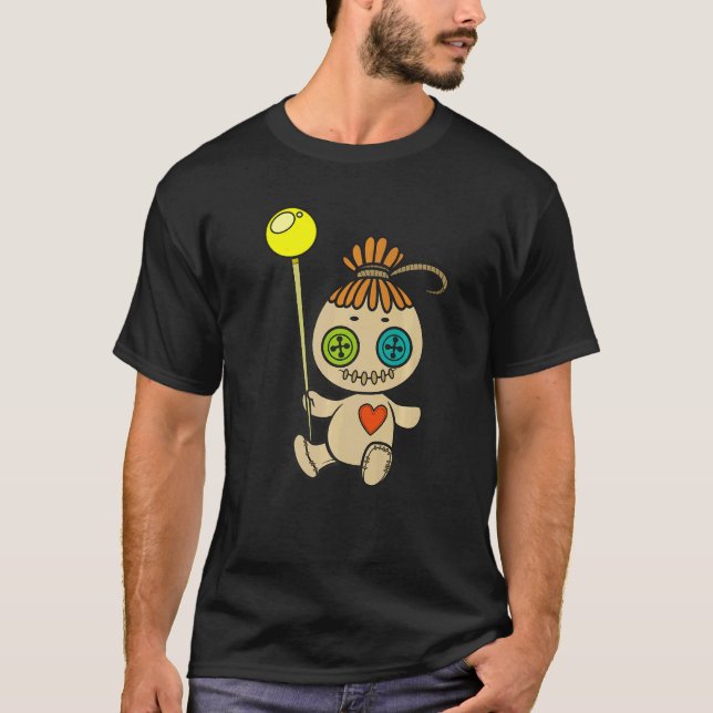 Goth Creepy Cute Voodoo Doll för Tonåringar 1 T Shirt (Framsida)