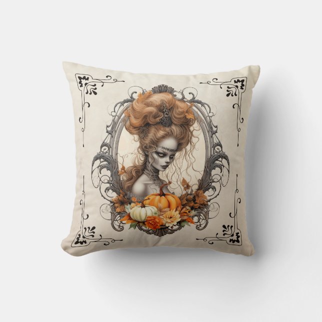 Goth Creepy Dam Pumpkins Kudde (Framsida)