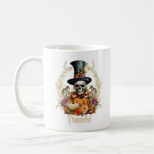 Goth Creepy Skeleton Thankful Kaffemugg