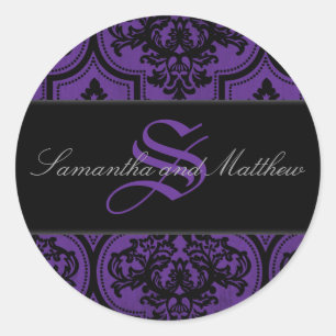Goth Damask Grunge Monogram Sticker Runt Klistermärke