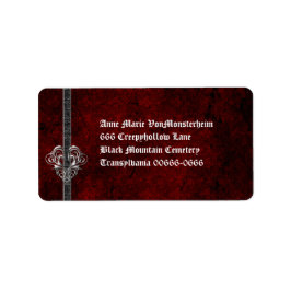 Goth Damask Silver Heart-adressetikett Adressetikett