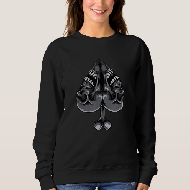 Goth Death Skull Ace Ace of Spades T Shirt (Framsida)