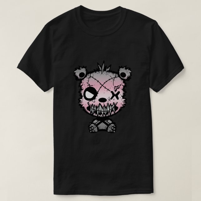 Goth Demigirl Pride Flagga Färgad Bear T Shirt (Design framsida)