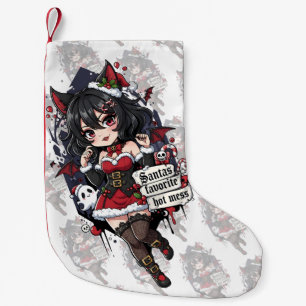 Goth Djävul Chibi Flicka Jul Hot Mess Liten Julstrumpa