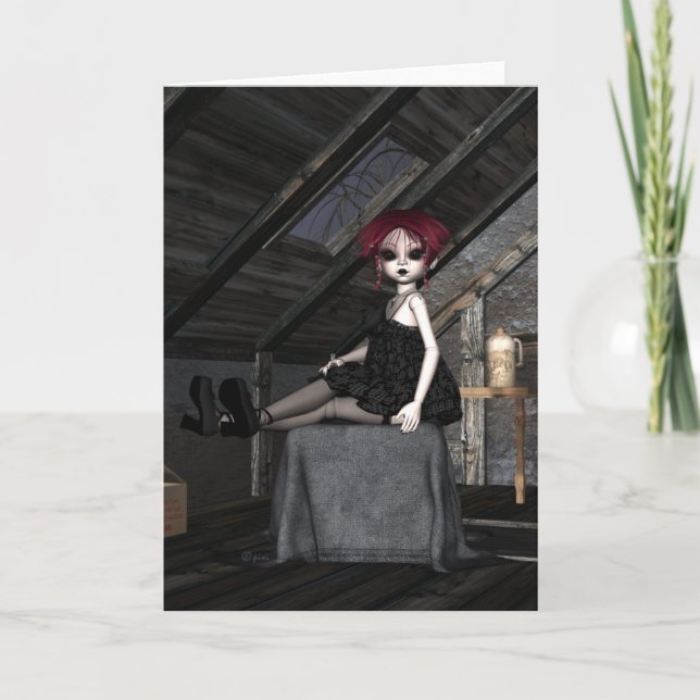 Goth docka Zoey - hälsningkort Kort (Framsida)