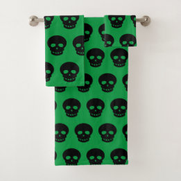 Goth Emerald Forest Mörk grönt Black Skull Mönster