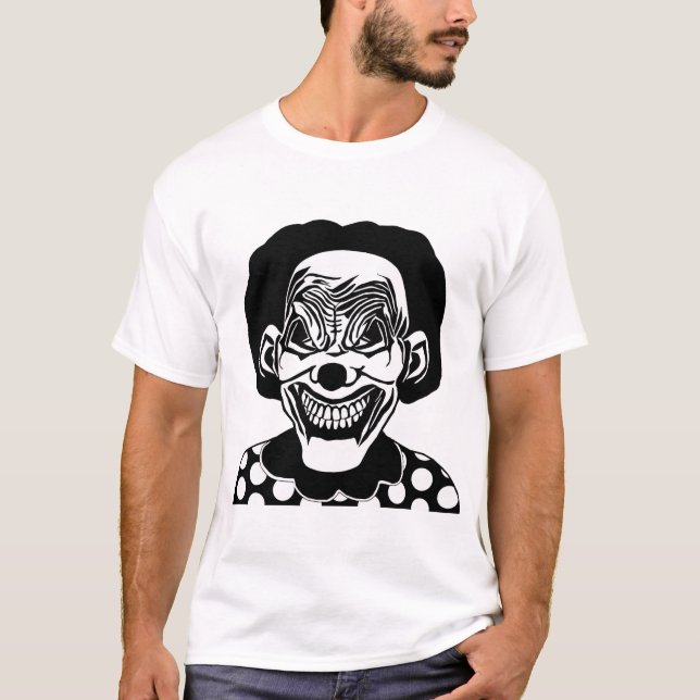 goth Evil Monster creepy Clown Scary Circus art T Shirt (Framsida)