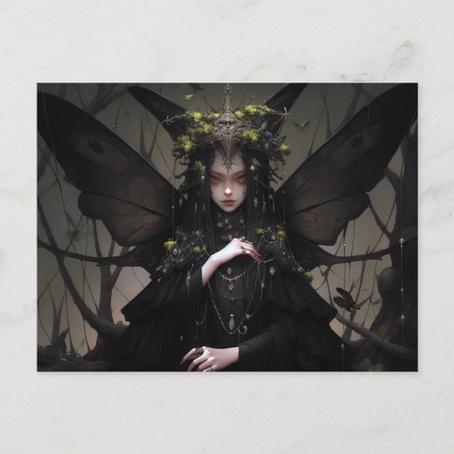 Goth Fairy Girl Fantasy Art Vykort (Framsida)