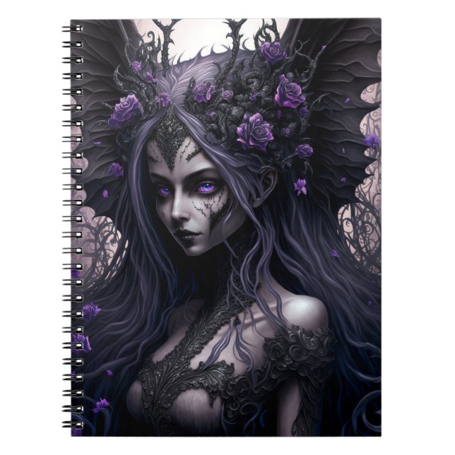 Goth Fairy Mörk Fantasy Art Notebook Anteckningsbok (Framsidan)