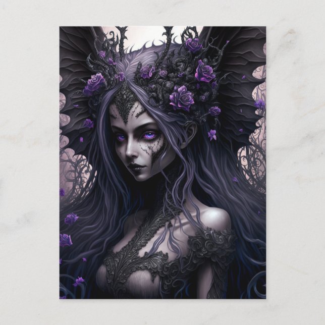 Goth Fairy Mörk Fantasy Art Postcard Vykort (Framsida)