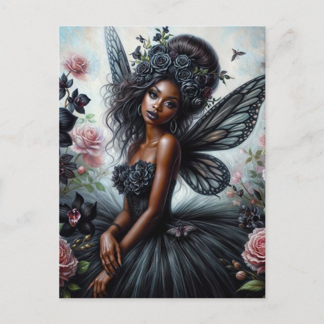 Goth Fairy With Dark Skin Vykort (Framsida)