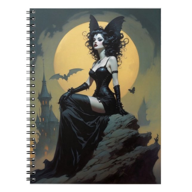 Goth Fladdermus Girl Anteckningsbok (Framsidan)