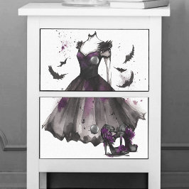 Goth Fladdermus Mode | Lila Grått Dress-Högklackar