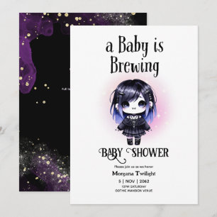 Goth Flicka är Brewing Vampire Fladdermus Gothic Inbjudningar
