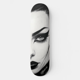 Goth flicka djärv bläckteckning mini skateboard bräda 18,5 cm