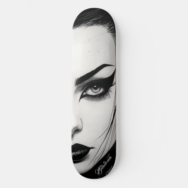 Goth flicka djärv bläckteckning mini skateboard bräda 18,5 cm (Framsida)