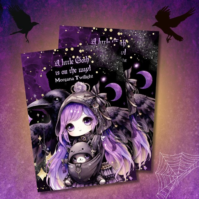 Goth Flicka Levererad av Kråka Moonlight Inbjudningar (Skapare uppladdad)