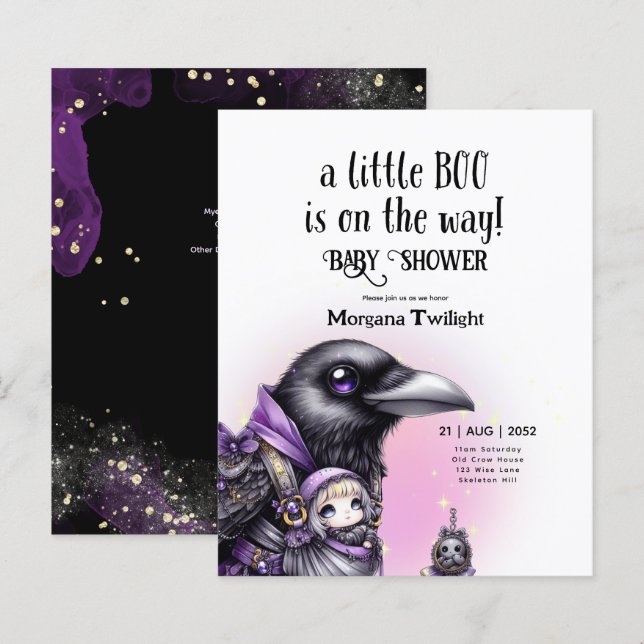 Goth Flicka Levereras av Kråka Boo på vägen (Fram/baksida)