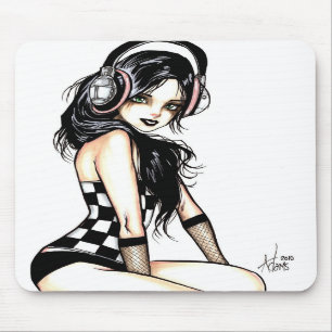 Goth flicka med hörlurar Mousepad Musmatta