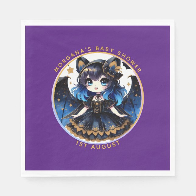 Goth Flicka Shower Fladdermus Vampire Partyware Pappersservett (Framsidan)