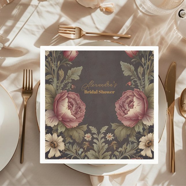 Goth Floral Victorian Bröllsdusch Pappersservett (Skapare uppladdad)