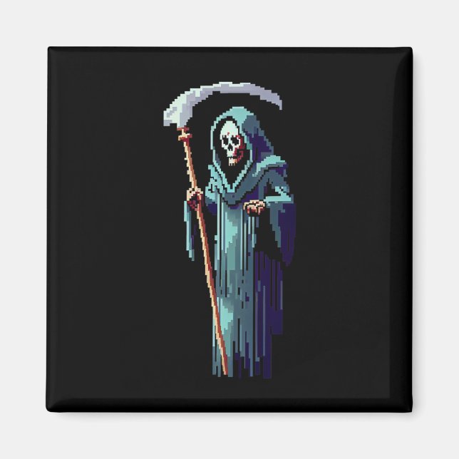 Goth Gamer 8 Bit Pixel Art Video Game Grim Reaper  Magnet (Framsidan)