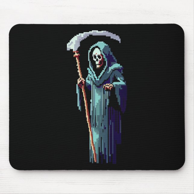 Goth Gamer 8 Bit Pixel Art Videospel Grim Reaper  Musmatta (Framsidan)