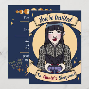 Goth Gamer Girl Sleepover-inbjudan Inbjudningar
