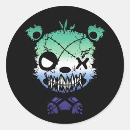 Goth Gay MLM Pride Flagga Färgad Bear Runt Klistermärke