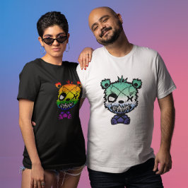 Goth Gay MLM Pride Flagga Färgad Bear T Shirt