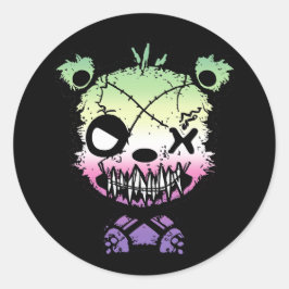 Goth Genderfae Pride Flagga Färgad Bear Runt Klistermärke