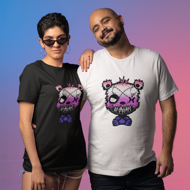 Goth Genderfluid Pride Flagga Färgad Bear T Shirt (Skapare uppladdad)