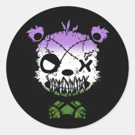 Goth Genderqueer Pride Flagga Färgad Bear Runt Klistermärke