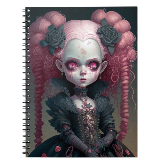 Goth Girl Black Creepy Cute Anteckningsbok (Framsidan)